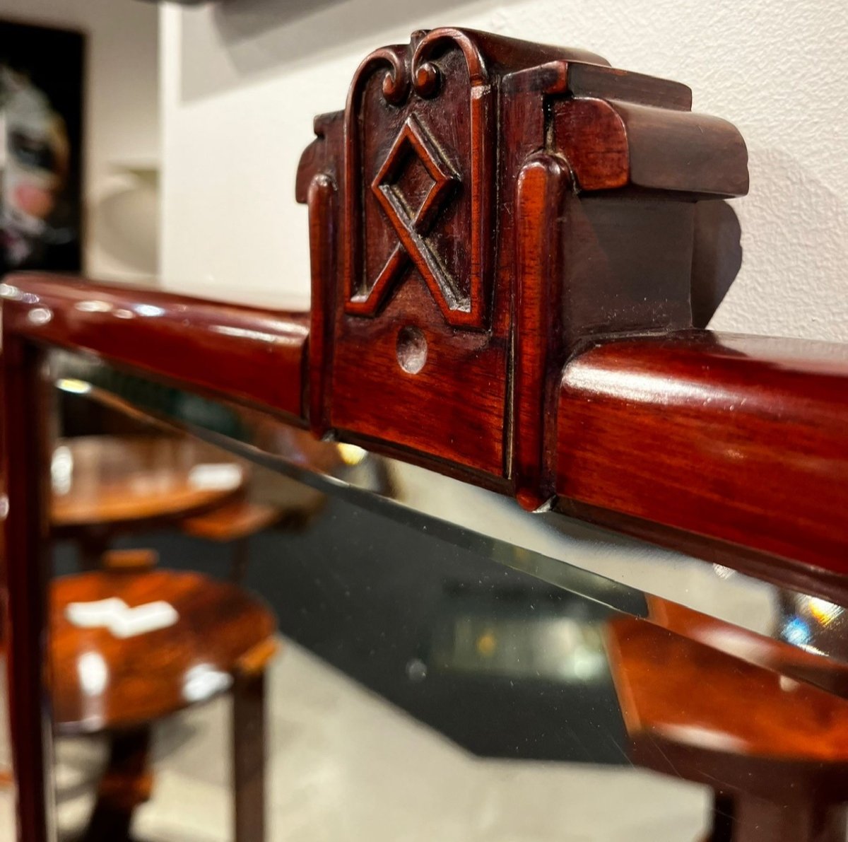 Art Deco Style Dressing Table Or Console Table, Mahogany, Bird's Eye Maple And Bronze, Ca 1935-photo-3